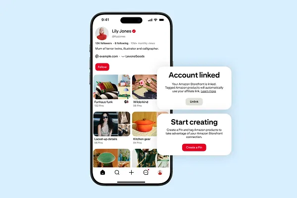 Pinterest adds Amazon Storefront linking