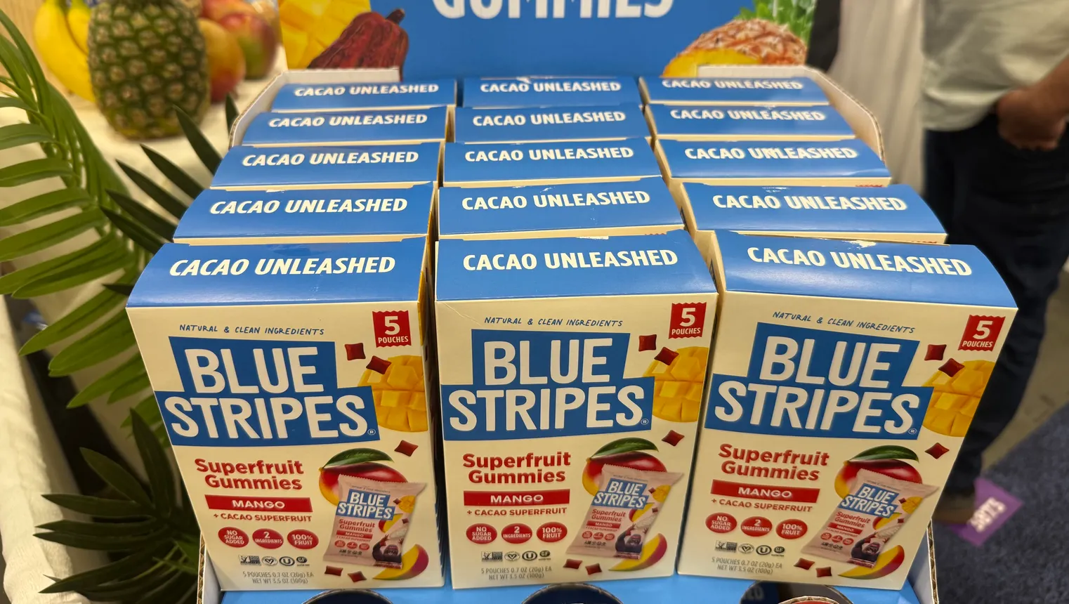 Boxes of Blue Stripes' superfruit gummies