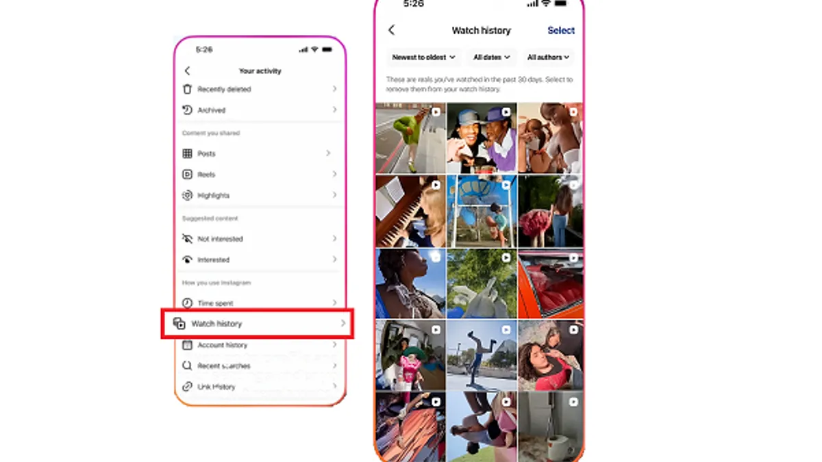 Instagram watch history