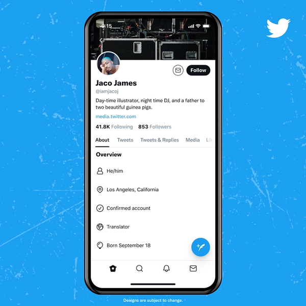 Twitter profile update