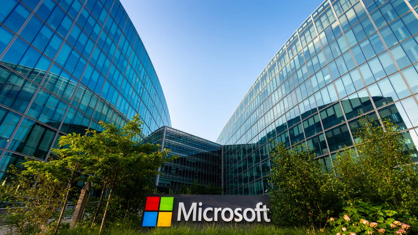 Microsoft building with logo