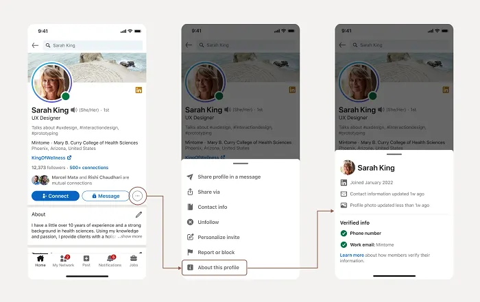 LinkedIn 'About this profile' element