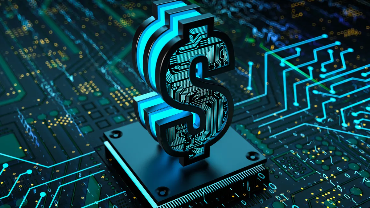 Dollar Sign Made of Circuit Board
