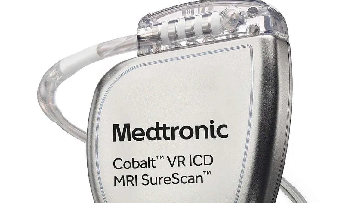 A metal device that says Medtronic Cobalt VR ICD MRI SureScan