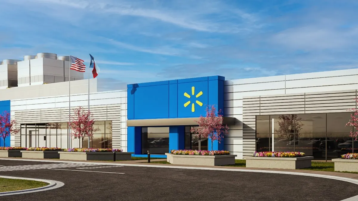 The front entrance of a Walmart facility