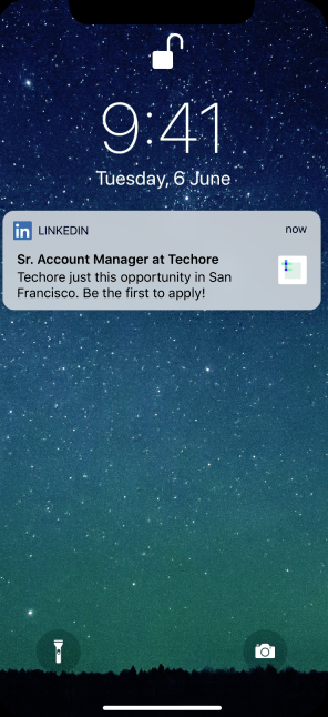 LinkedIn jobs push notifications