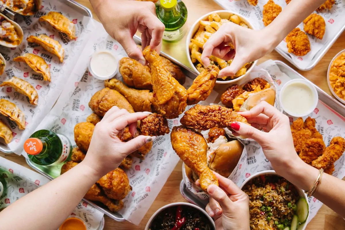 A photograph of menu items from Bonchon.