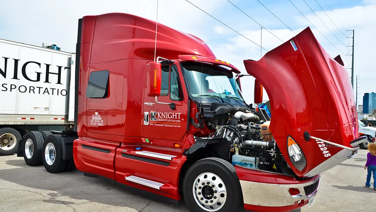 A Knight Transportation truck at The Orleans Hotel & Casino in Las Vegas, NV, Touch-A -Truck Show on March 24, 2012.