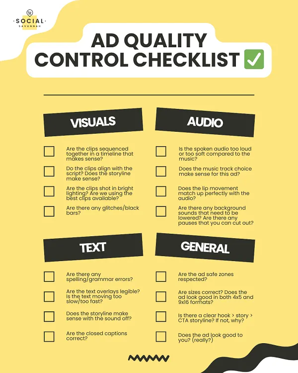 Ad quality control checklist