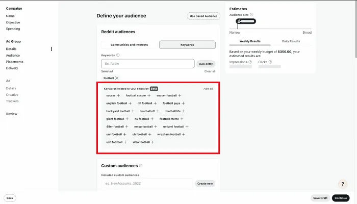 Reddit keyword suggestions