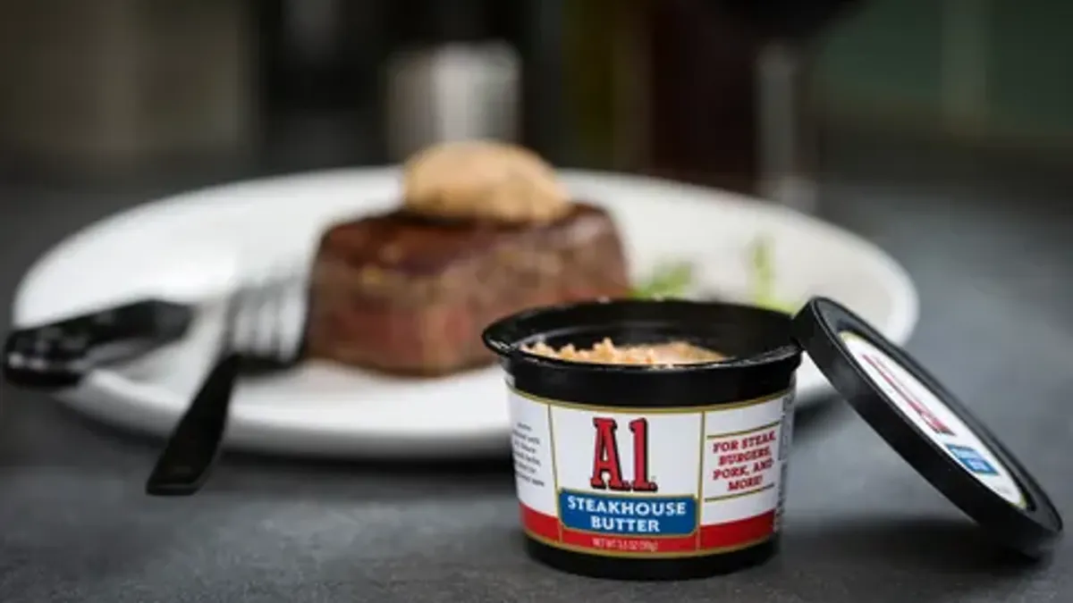 A bottle of Kraft Heinz' s A1 steaksauce.
