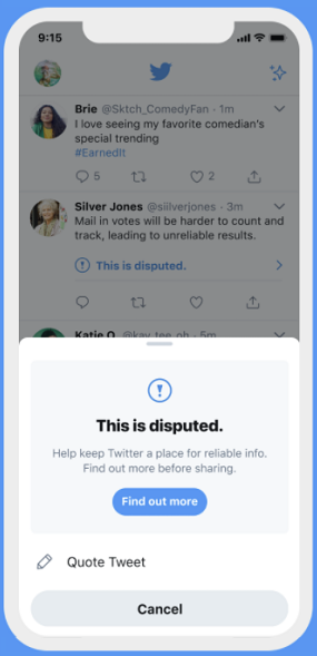 Twitter misleading info prompt