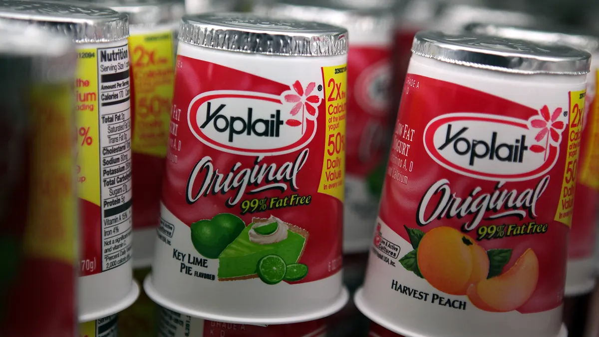 Containers of Yoplait yogurt.
