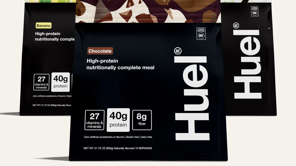 Packages of Huel high-protein meals