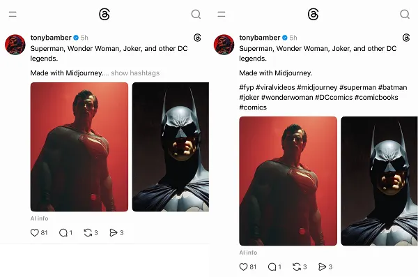 Threads hashtags