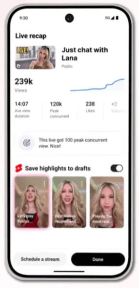 YouTube Live to Shorts