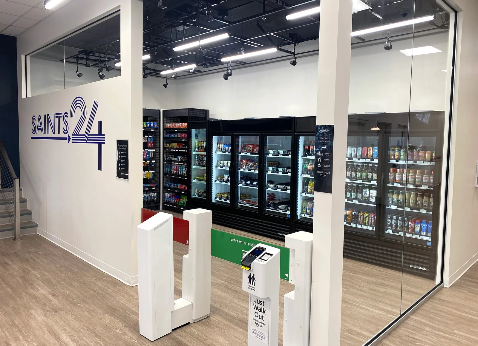 A photo of Saints 24, an automated convenience store.