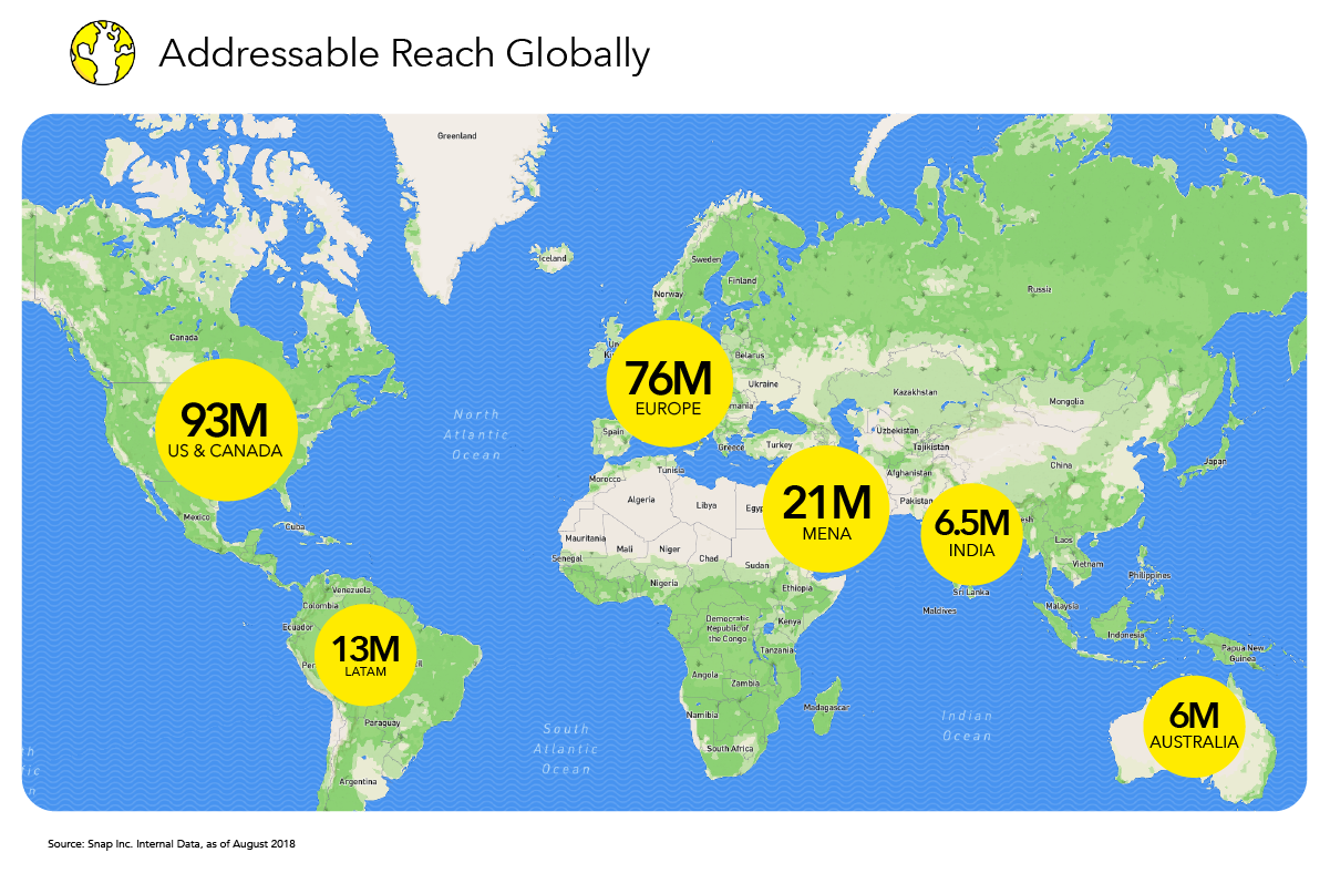 Snap 'Addressable Reach' map