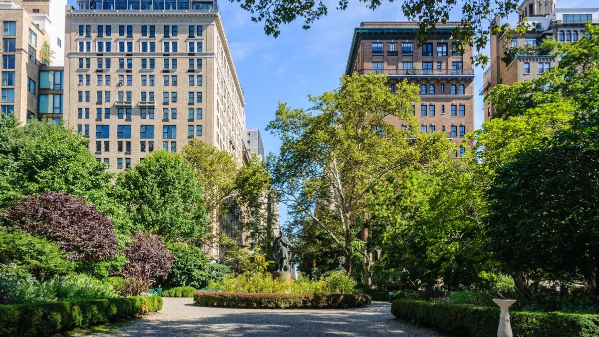 An exterior view of Gramercy Park Hotel in New York City.