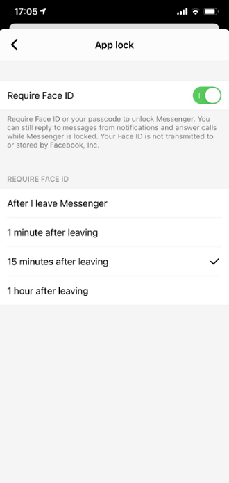 Facebook Messenger Face ID