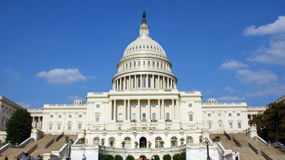 A wide camera angle of the U.S. Capitol in Washington, DC