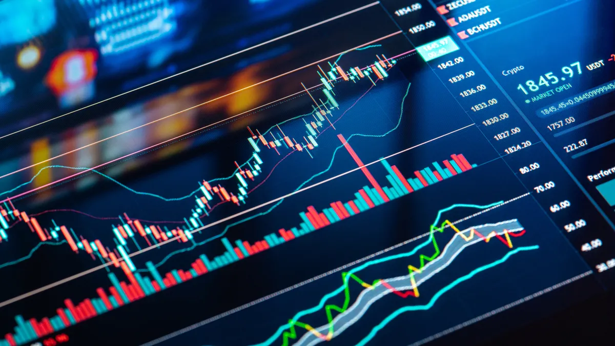 Stock Market trading charts on display.