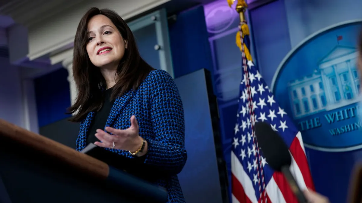 Anne Neuberger, deputy national security advisor for cyber and emerging technology, speaks at the White House.