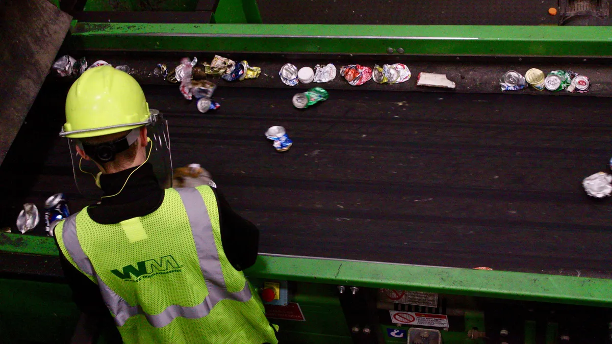 Recycling sorter at Waste Management MRF