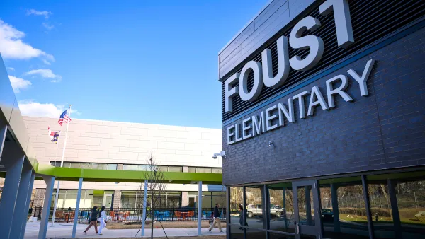 The exterior of Foust Gaming and Robotics Elementary School in Greensboro, N.C., is pictured.