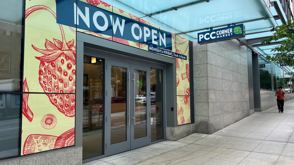 The entrance to PCC Corner Market on 4th Avenue in Seattle
