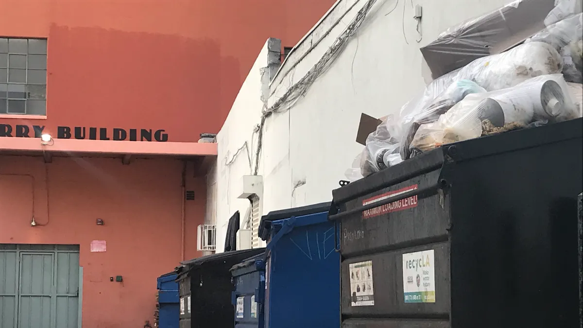 Alley with recycLA containers in Los Angeles