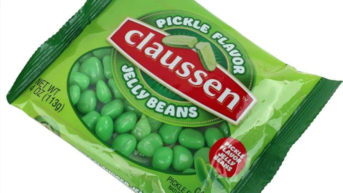 Claussen jelly beans made by Frankford Candy.