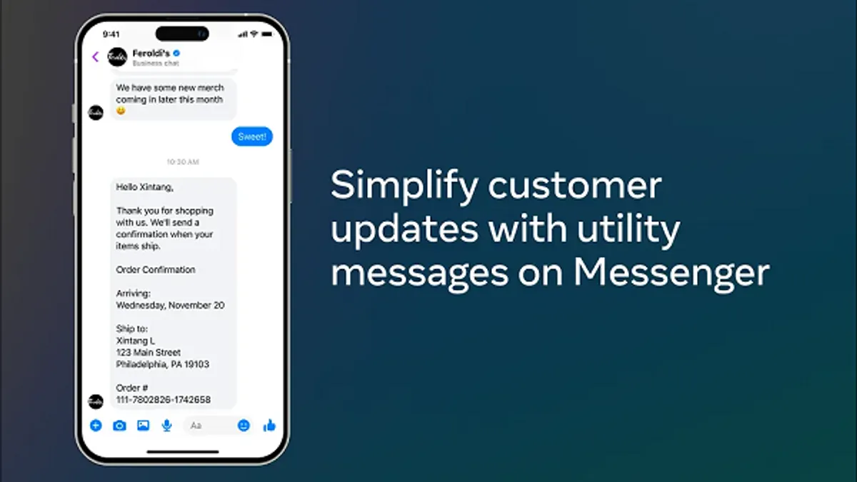 Facebook message tags