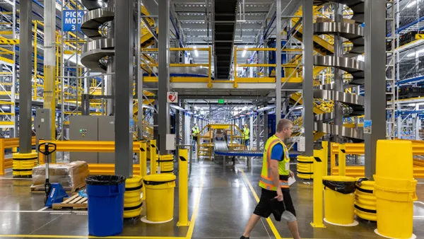 Inside a Chewy fulfillment center.