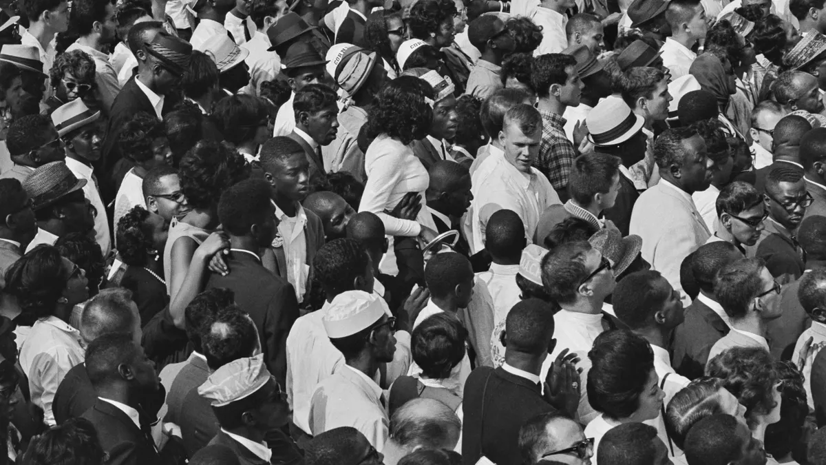 A crowd of people at the March on Washington in 1963