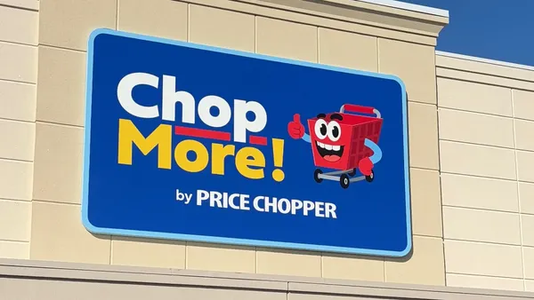 A blue sign that reads "ChopMore! by Price Chopper."