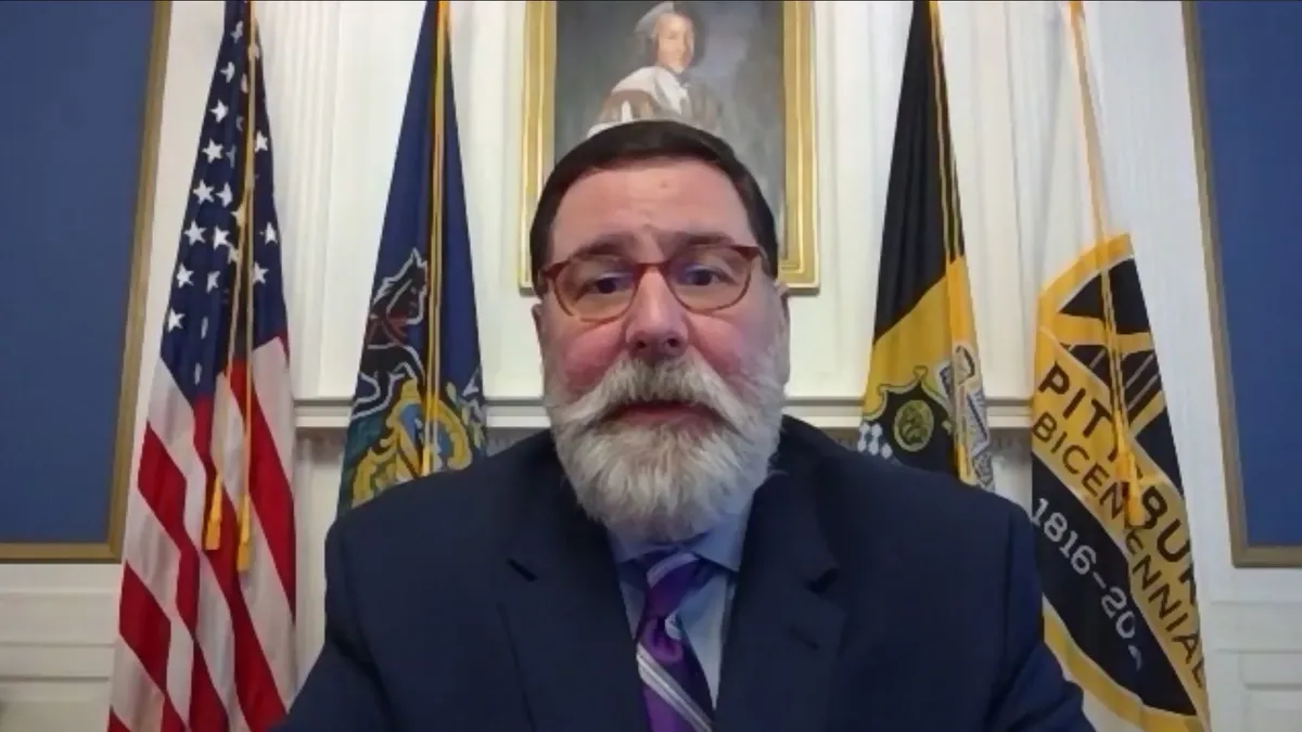 Pittsburgh Mayor Bill Peduto during Climate Mayors webinar