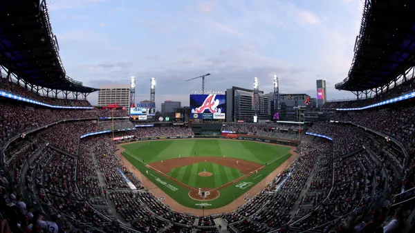 A general view of Truist Park during the second inning of the home opener between the Atlanta Braves and the Kansas City Royals on March 27, 2026 in Atlanta, Georgia.