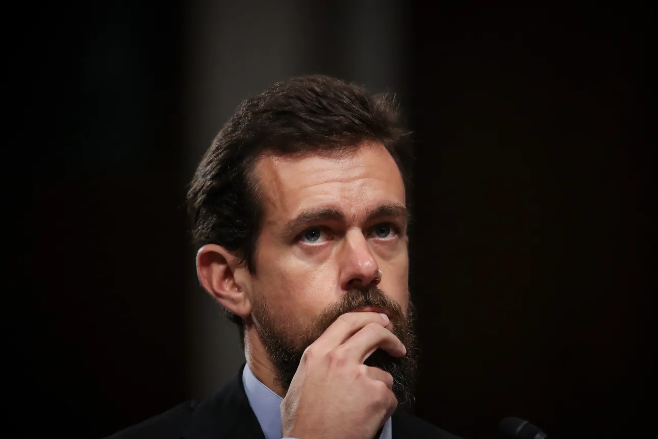 Block Head Jack Dorsey testifies during a Senate Intelligence Committee hearing on Capitol Hill.