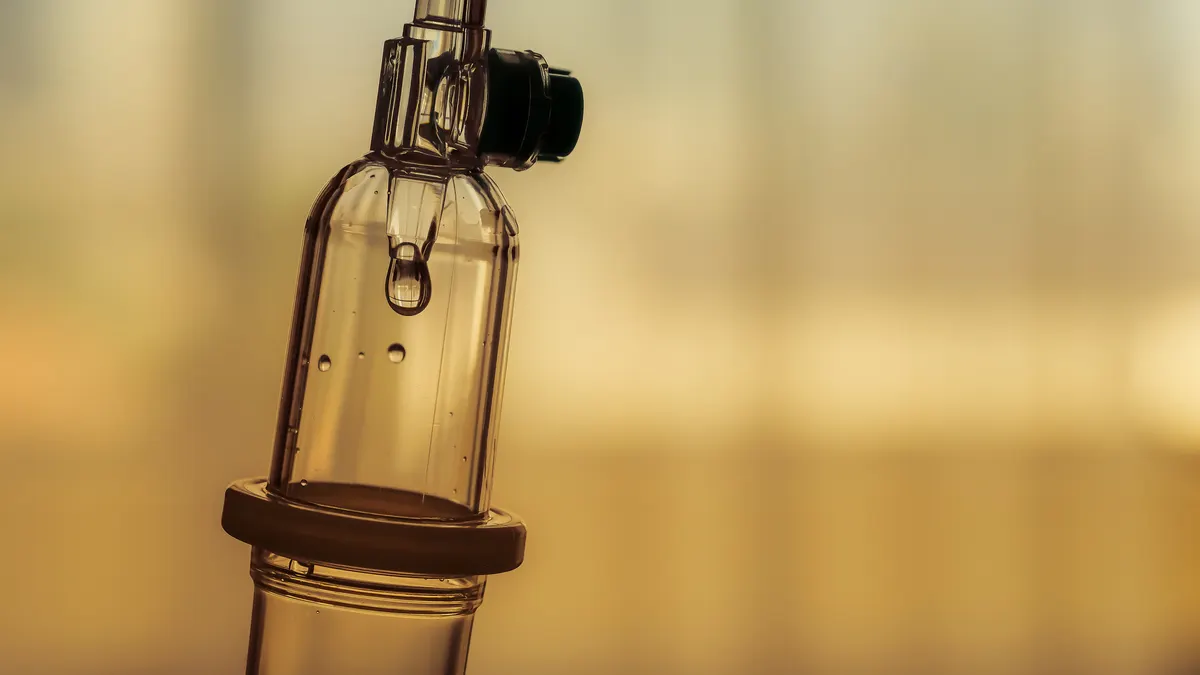 Intravenous drip of medicine at the hospital