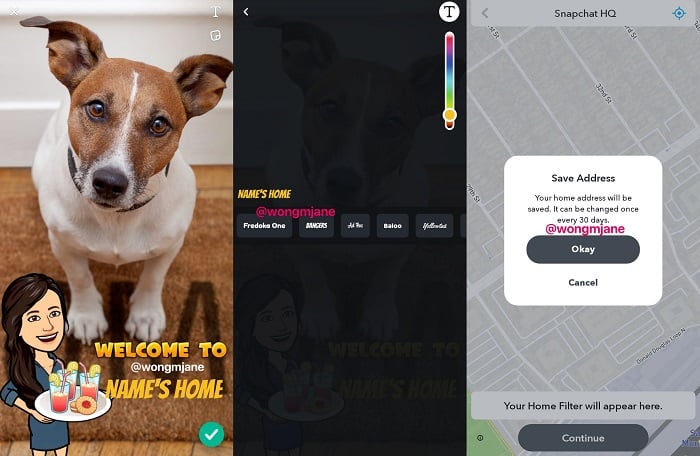 Snapchat Home filters example