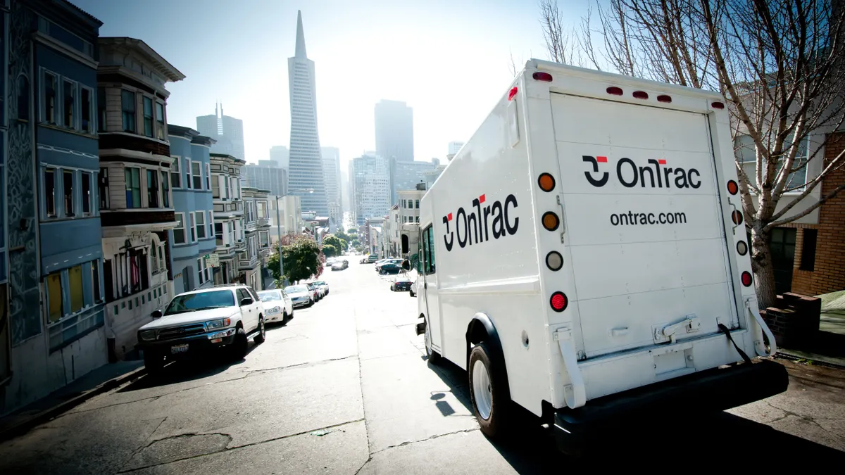 An OnTrac delivery vehicle.