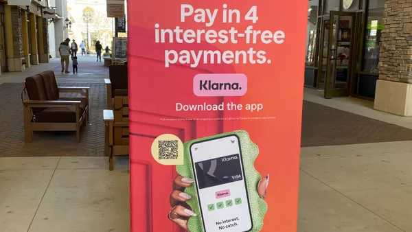 A Klarna sign at a Charlotte Premium Outlets mall in Charlotte, N.C. on March 26, 2022.