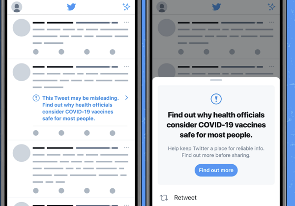 Twitter vaccine misinformation prompts
