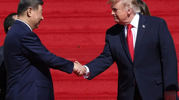 U.S. President Donald Trump shakes hands with President of China Xi Jinping.