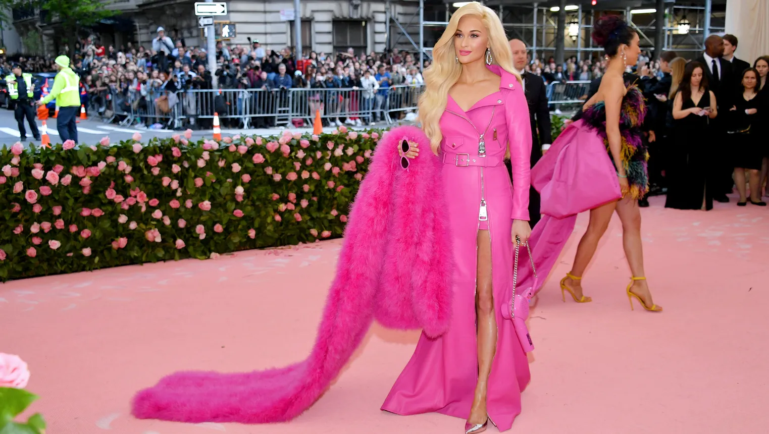 Kacey Musgraves, a musician, dresses as Barbie and stands on the red carpet at The 2019 Met Gala Celebrating Camp: Notes on Fashion at Metropolitan Museum of Art in New York City.