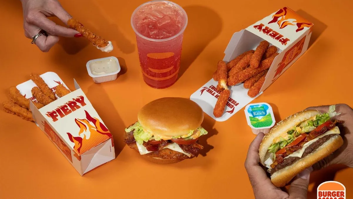 An image of various food items from Burger King's Fiery menu