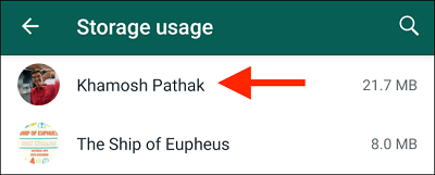 WhatsApp storage