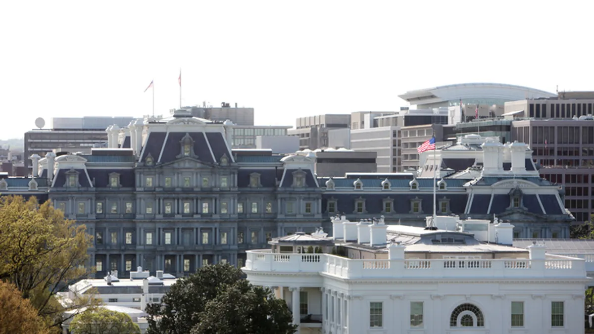 White House east facade, Lincoln Sitting Room, black bag tossed from window