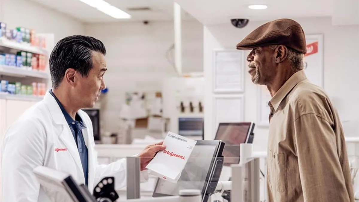 Customer chatting with Walgreens pharmacy representative